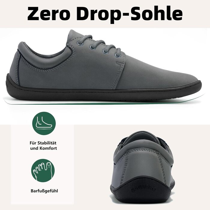 Чоловічі тапочки-мінімалісти SAGUARO Noble II, сірі, розмір 36-48. Легкі, з широкою передньою частиною та антиковзкою підошвою.