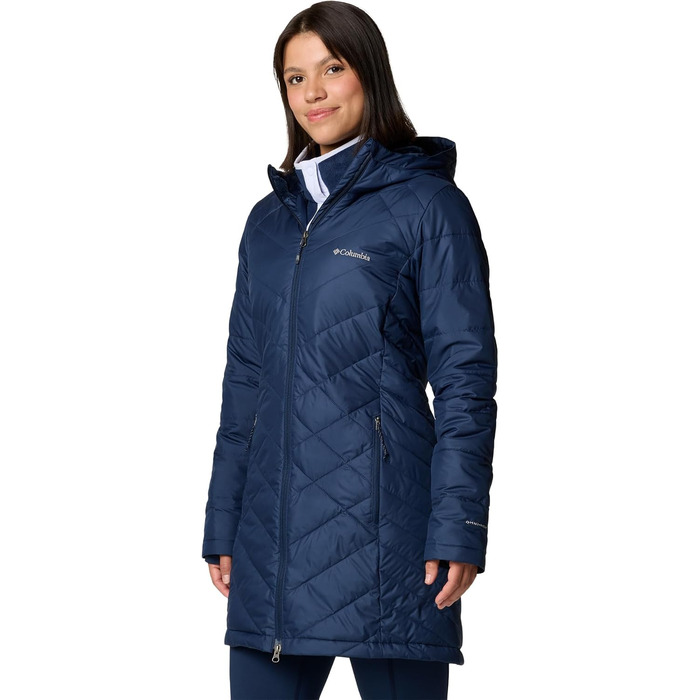 Жіноча зимова куртка-пальто Columbia First Generation Heavenly Long з капюшоном, темно-синя (Collegiate Navy), розмір XL