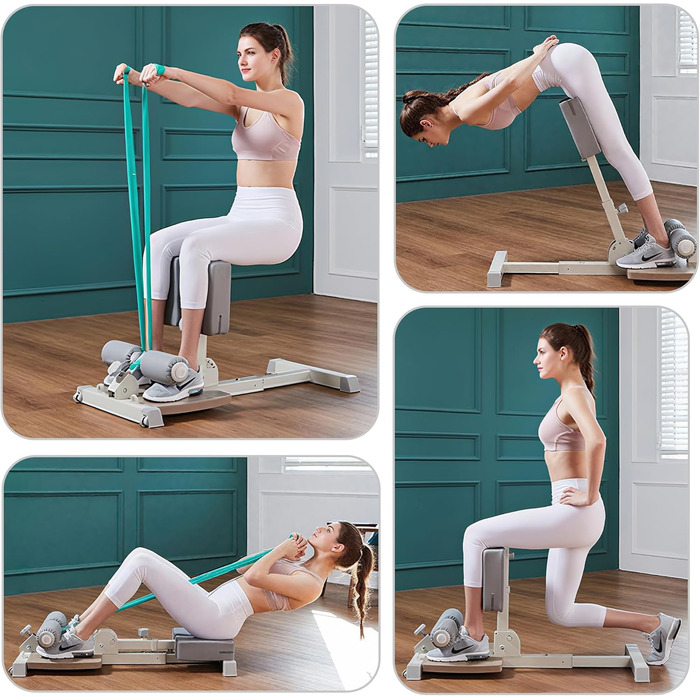 ЛеїкФітнес Сіді Скват Бенч - тренажер для пресу та ніг, багатофункціональний, для дому та фітнес-клубу, бежевий