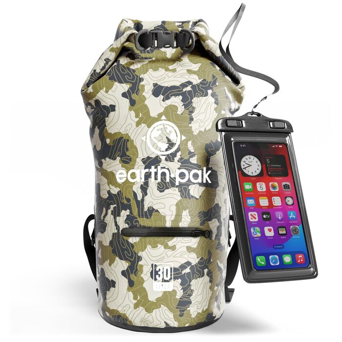 Водонепроникний мішок Earth Pak Dry Bag 30L, камуфляж – для каякінгу, кемпінгу, риболовлі та рафтингу