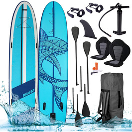 Надувна SUP-дошка BRAST Family XXL 370x87x15 см, комплект для сім'ї до 210 кг, з аксесуарами: 2 каяк-сидіння, 2 педалі, 2 весла, насос, рюкзак