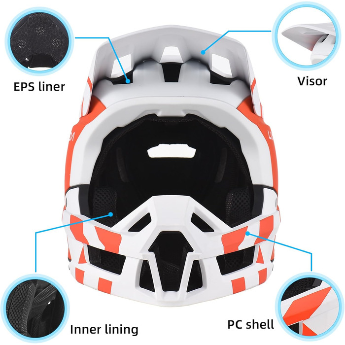 Велошолом Lixada MTB Full Face для гірського велосипеда, вентиляція, легкий, розмір L (59-62 см), чорний із золотом
