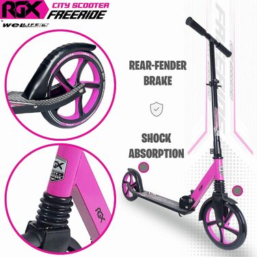 Самокат WeLLIFE Freeride RGX з великими колесами 200 мм, передньою підвіскою, складаний міський самокат для дорослих і дітей