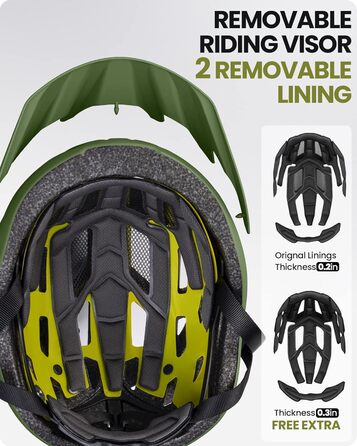 Велосипедний шолом OutdoorMaster MIPS, змінна підкладка, вентиляція, для підлітків і дорослих, гірський та шосейний, 59-61 см, зелений