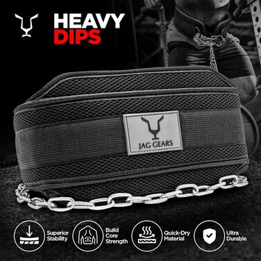 Пояс для підтягувань з ланцюгом 91.4 см, Heavy Duty сталевий ланцюг + 2 карабіни, для бодібілдингу, силових тренувань, важкої атлетики та підтягувань, пояс для ваги Black