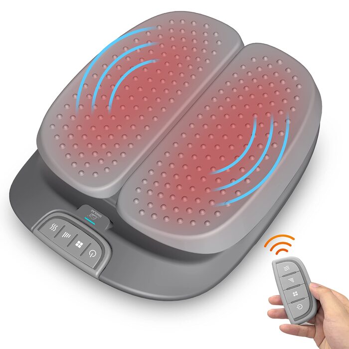 Електричний масажер для ніг Snailax з підігрівом та пульсацією, Shiatsu, з пультом керування, сірий. Ідеальний подарунок для жінок та чоловіків на Різдво.