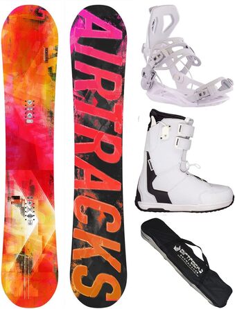Жіночий сноуборд-комплект Airtracks Morioirs Flat Zero Rocker 147 см з кріпленням Master W Fastec, черевиками Master W QL 40 та сумкою