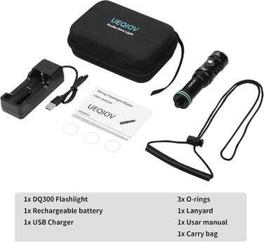 Підводна ліхтар UEQIOV 4000 лм, 4 режими, IPX8 водонепроникний, для дайвінгу