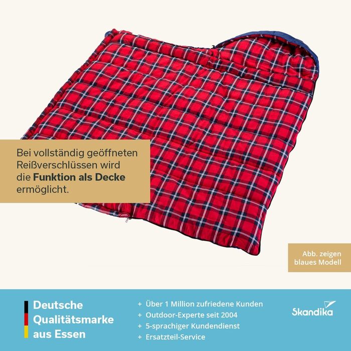 Спальний мішок для дітей Skandika Dundee Junior - теплий, водонепроникний, 175 x 70 см, фланель, комфорт 13°C