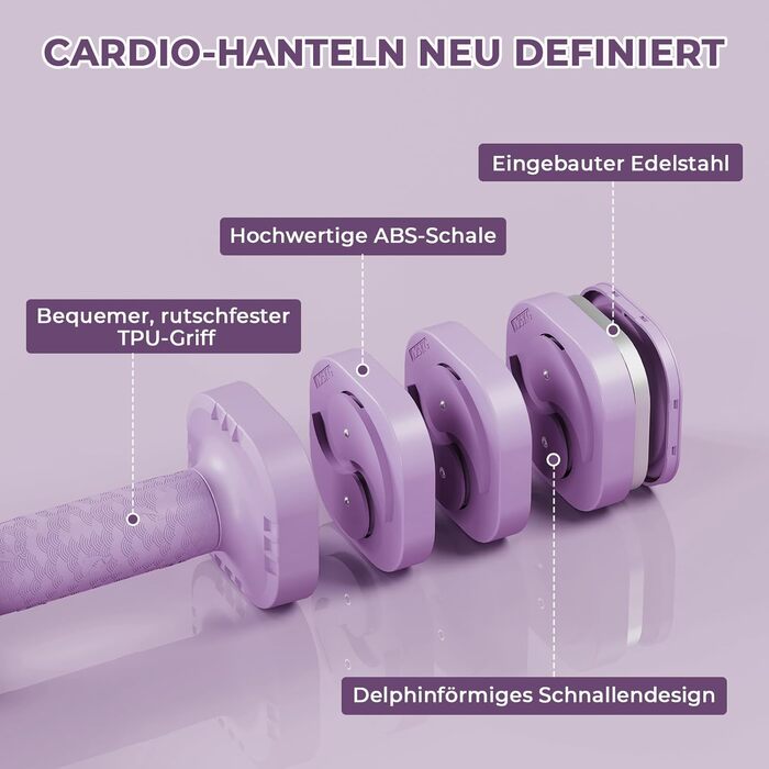 Набір гантелей Dripex регульовані 5 кг x2 або 2.5 кг x2, 6 швидкознімних дисків 0.5 кг/0.25 кг (фіолетовий, 2.5 кг x2)