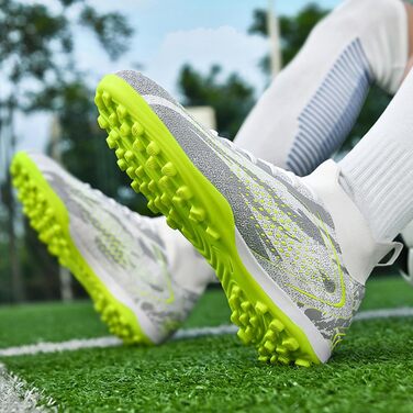 Дитячі футбольні бутси Donbest для хлопчиків: штучний газон, AG, FG, штифти, професійне тренування (4 білий, 34 EU)