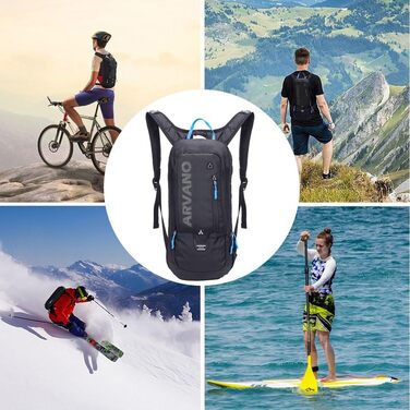 Велосипедний рюкзак Arvano 6 л, водонепроникний, для MTB, спорту, походів, кемпінгу, бігу, унісекс, чорний