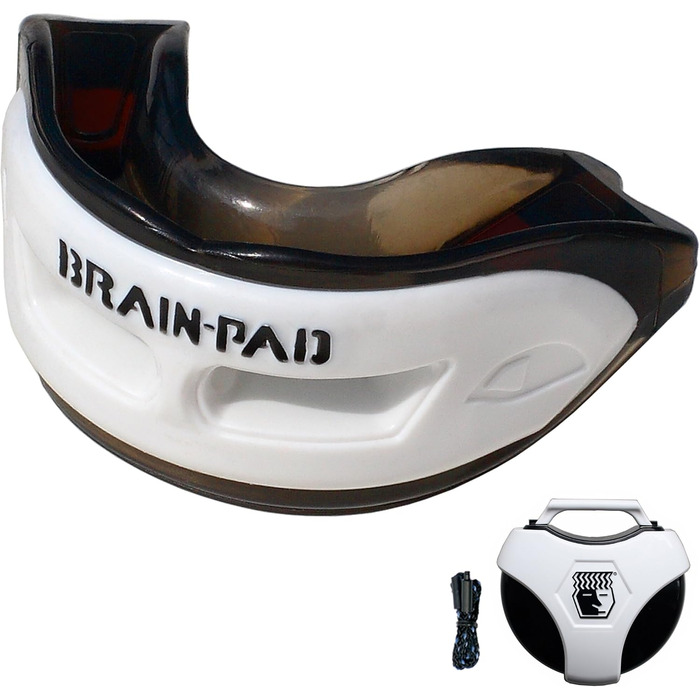 Дитячий капа для захисту щелепи Brain Pad 3XSWPY, біло-чорна, подвійна дуга