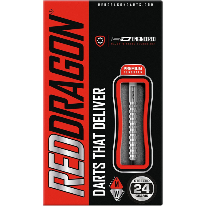Професійні сталеві дартс-стріли RED DRAGON Javelin 24 г з оперенням та хвостовиками