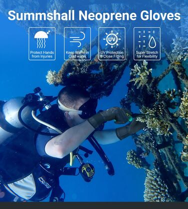 Неопренові рукавички Summshall 3 мм для дайвінгу, серфінгу, каякінгу, снорклінгу, вітрильного спорту та риболовлі - сірі для чоловіків та жінок