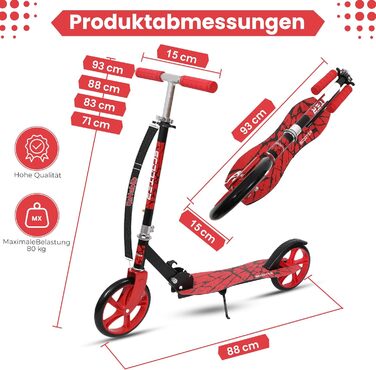 Дитячий ролер Habib Kickroller: складний, регулювання висоти 4 ступені, XXL колеса, до 80 кг, для міста