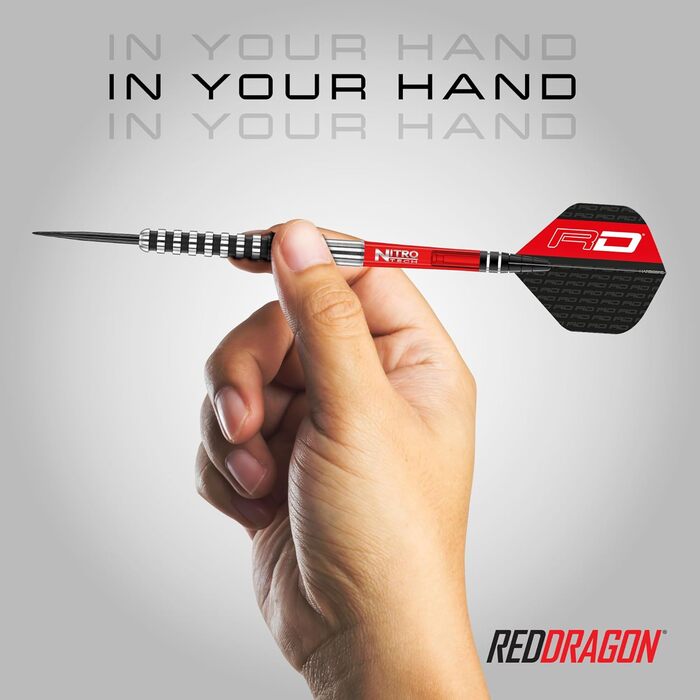 Професійні дротики для дартсу Red Dragon Javelin Black Series зі сталевим наконечником, набір зі стрижнями та оперенням
