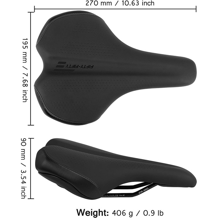 FIFTY-FIFTY Сідло для велосипеда з Memory Foam, комфортне та водонепроникне, для чоловіків та жінок, сумісне з шосейною (CITY) велосипедом
