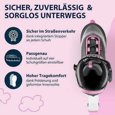 Інлайнери Hudora Mia/Leon - роликові ковзани для дітей та дорослих, розміри 29-32, регульовані, стильні