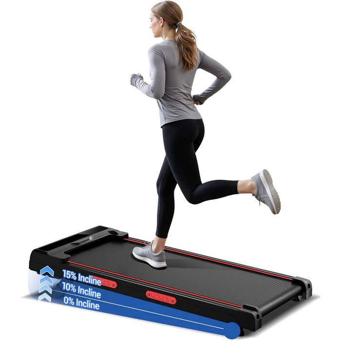 UMAY Walking Pad - біговий килимок для дому з регулюванням нахилу 15% та безшумним мотором, підтримує вагу до 136 кг