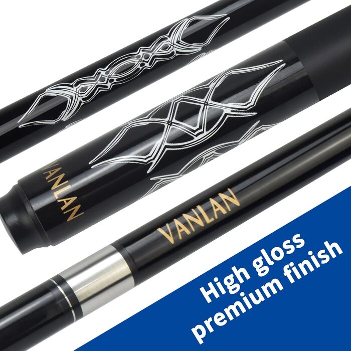 VANLAN Професійні кийки для більярду, 147,7 см, карбонові, довговічні, з маленькою ручкою, аксесуари для більярду (чорний)