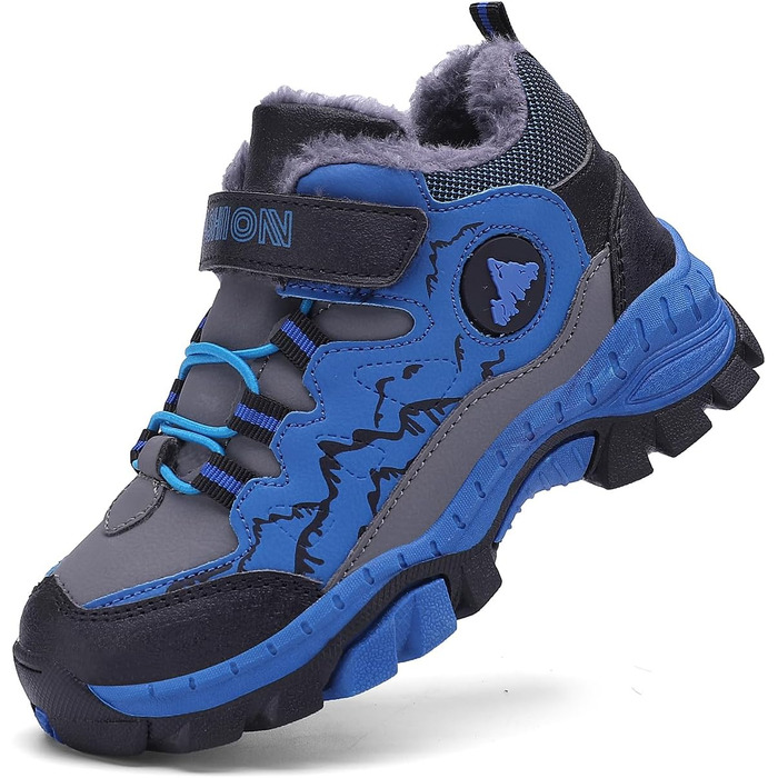 Дитячі зимові черевики Kinder Outdoor - теплі, взуті, для піших прогулянок, трекінгу та катання снігом. Дитячі черевики для хлопчиків та дівчаток (35 EU, блакитні)