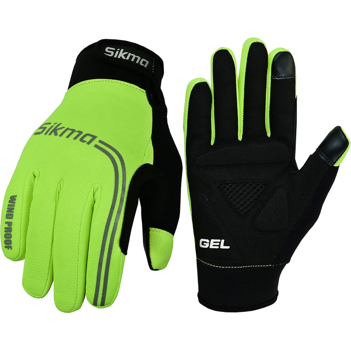 Велосипедні рукавички Sikma жовтого кольору, повний палець, з гелевою підкладкою, вітронепроникні, сумісні з сенсорними екранами, розмір L