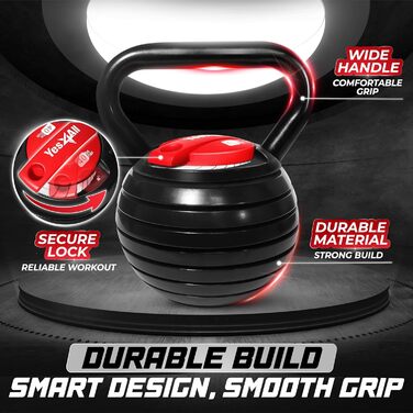 Кетлбел Yes4All регульований, чорний. Вага для тренувань, фітнесу, силових вправ. Регульований грифель для гантелей та дисків.