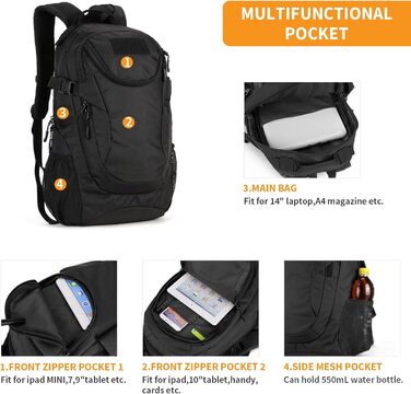 Тактичний рюкзак HUNTVP 25L MOLLE, водонепроникний, для спорту, туризму, школи, дорослих, компактний, для походів, тренувань