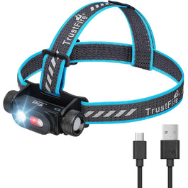 Ліхтар налобний LED TrustFire MC18, 1200 люмен, водонепроникний, 5 режимів, з регульованим наголов'ям (червоний)