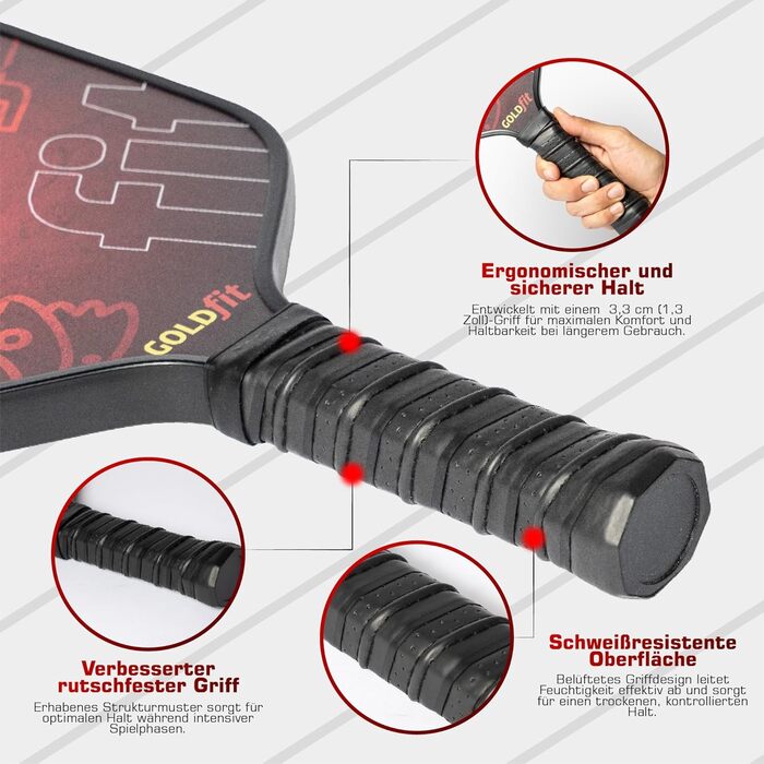 Набір для піклболу з карбоновим волокном, 4 м'ячі, сумка, легкий, ергономічний, для чоловіків та жінок всіх рівнів