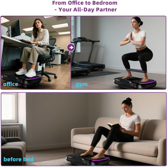 Платформа для вібраційного тренування QEIFEII - 3D вібраційна платформа для схуднення та лімфодренажу, 200 швидкостей, до 181 кг, для дому