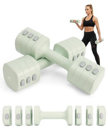 Набір гантелей Abahub 4-в-1: регульовані штанги для дому, фітнесу та силових тренувань. Підходить для жінок та початківців, вага 1-2.5 кг (зелені)