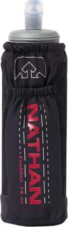 Nathan ExoDraw Grip Free Running Soft Flask 530 мл, BPA-free, з чохлом, сталь-сірий/чорний/червоний, пляшка для води для бігу