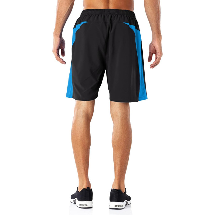 Шорти спортивні чоловічі HMIYA, швидковисихаючі, з кишенею на блискавці (XL, чорно-синій)