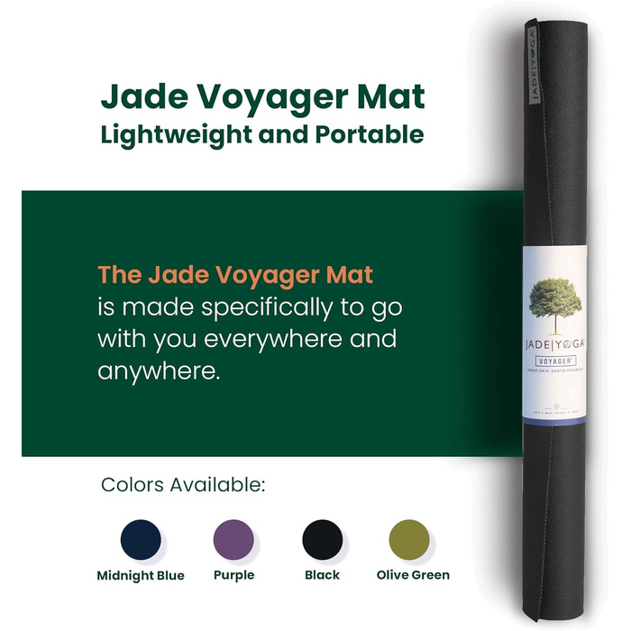 Йога-мат Jade Yoga Voyager 1,6 мм чорний, складаний, для подорожей