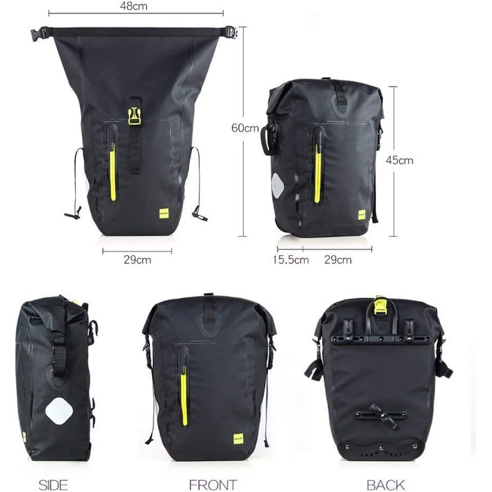 Велосипедна сумка WATERFLY 25L на багажник, водонепроникна, чорна