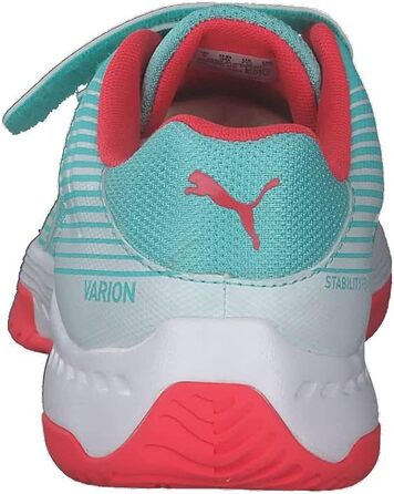 Дитячі спортивні зала-тенісні кросівки PUMA Varion V Jr. 37.5 EU, кольори: Aqua, Sunblaze, White