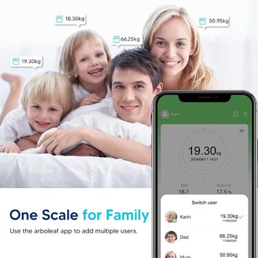 Arboleaf Розумні ваги-аналізатор складу тіла, цифрова вага з Bluetooth, додатком, 13 показниками: маса, ІМТ, жир, м'язи, білок, BMR, до 180 кг, чорна