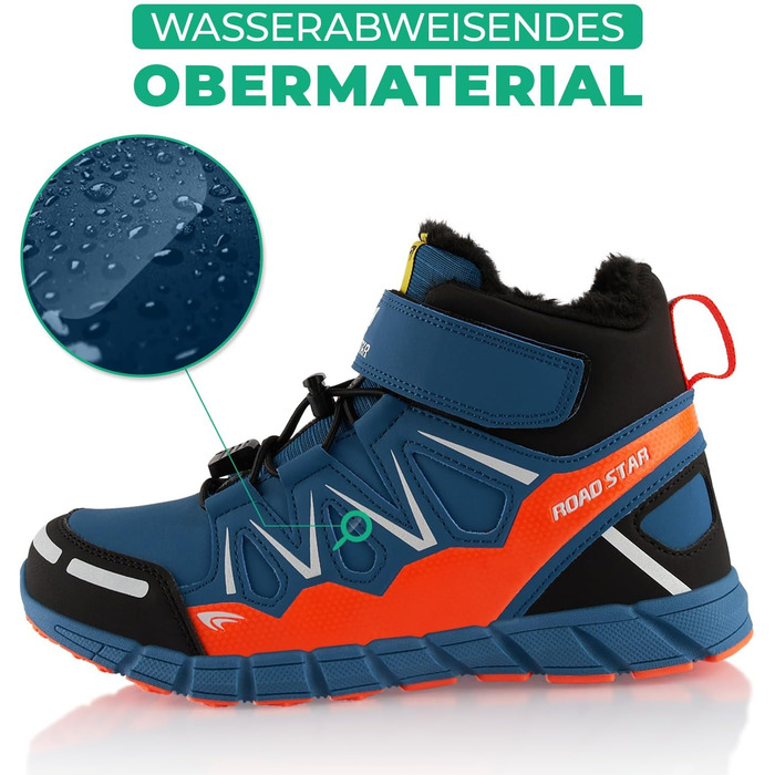 Черевики для ходьби жіночі та чоловічі, зимові, з утеплювачем, кольори: синій, помаранчевий, розмір 43 EU