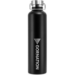 Термос-бутилка GORNATION 1000 мл, нержавіюча сталь, вакуумна ізоляція, BPA-free, для води та напоїв, з ручкою, для спорту, школи, outdoor, матова чорна
