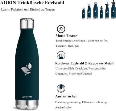 Термос-пляшка AORIN вакуумна, ізольована, 350/500/750 мл, BPA-Free, зберігає холод 24 год, тепло 12 год, для дітей, школи, спорту, фітнесу, велосипеда