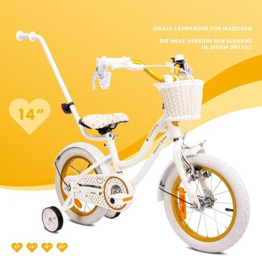 Дитячий велосипед Sun Baby Heart Bike для дівчаток 12/14/16 дюймів, зі знімною ручкою, для дітей 2-6 років