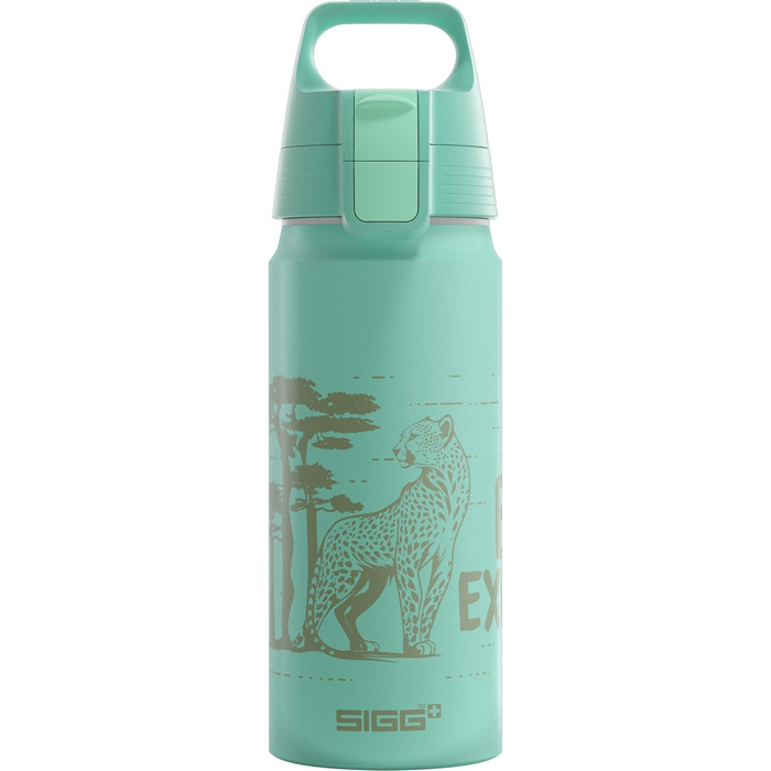 Дитяча алюмінієва пляшка SIGG WMB ONE 0,6 л для газованих напоїв, герметична, легка, BPA-free, сертифікат ClimatePartner, для спорту і школи, Brave Cheetah Classic