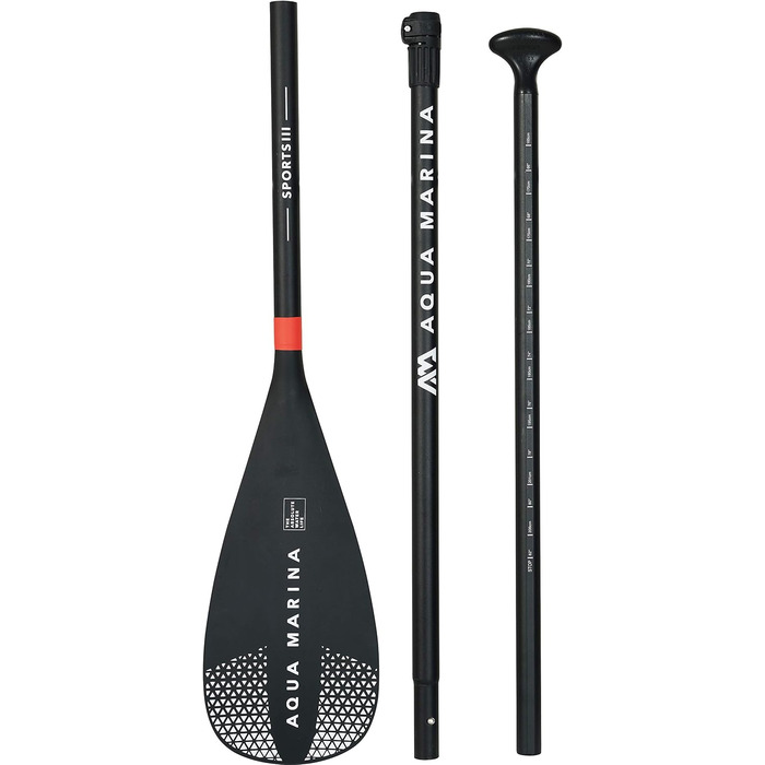 Весло Aqua Marina Sports III регульоване алюмінієве для SUP, чорне, 165–210 см