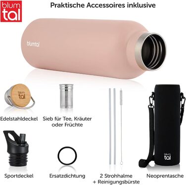 Термосфляка Blumtal 1л з нержавіючої сталі, подвійні стінки, ізоляція, без BPA, зелений колір