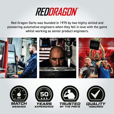 Дротики Red Dragon Reflex із вольфраму для дартсу, сталевий наконечник, з крилами та держателями