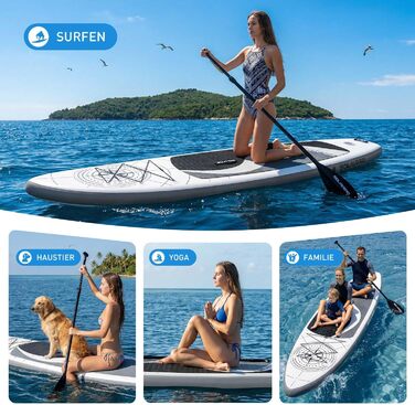 SUP дошка Solavero надувна з аксесуарами для початківців та сімей, 323x83x15 см, до 200 кг, з EVA покриттям та компасом