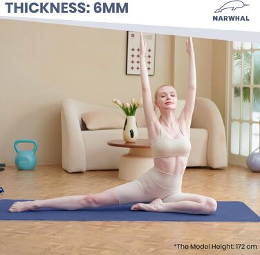 Килимок для йоги Narwhal XXL TPE, 190x80x0.6 см, антиковзаючий, зелено-чорний