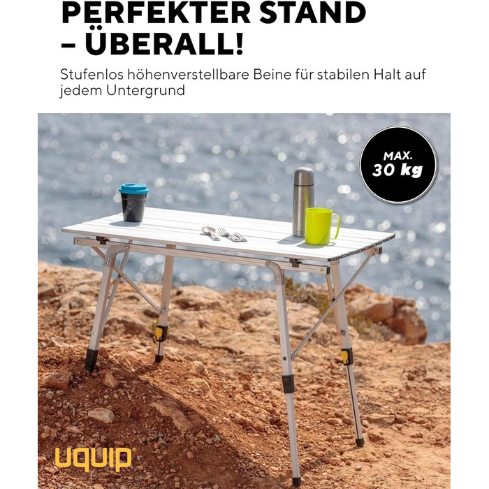 Складний стіл для кемпінгу Uquip Variety L Silver 70x51x120 см - алюмінієвий, портативний, для пікніка, саду, фестивалів